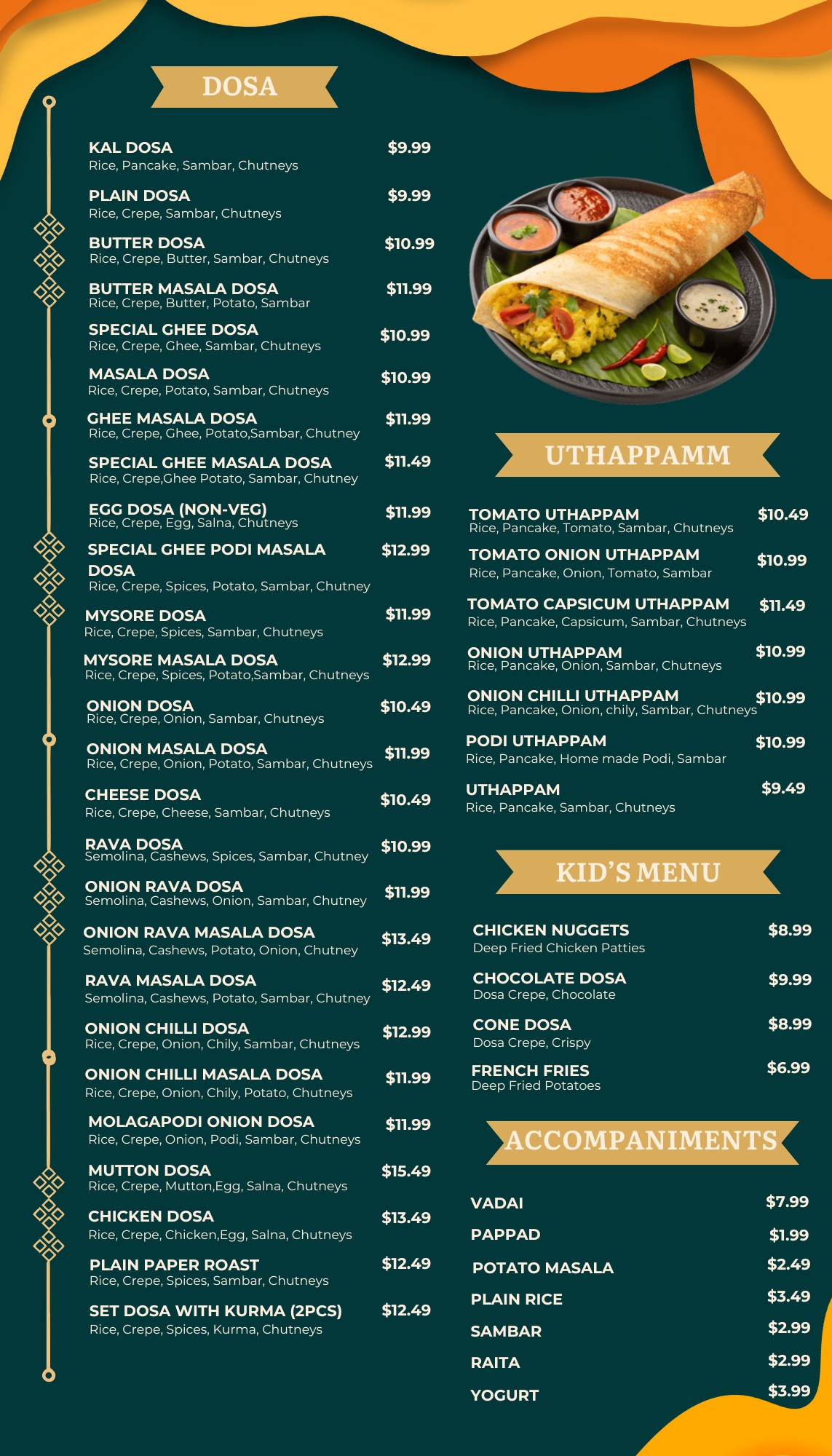 Noura food menu