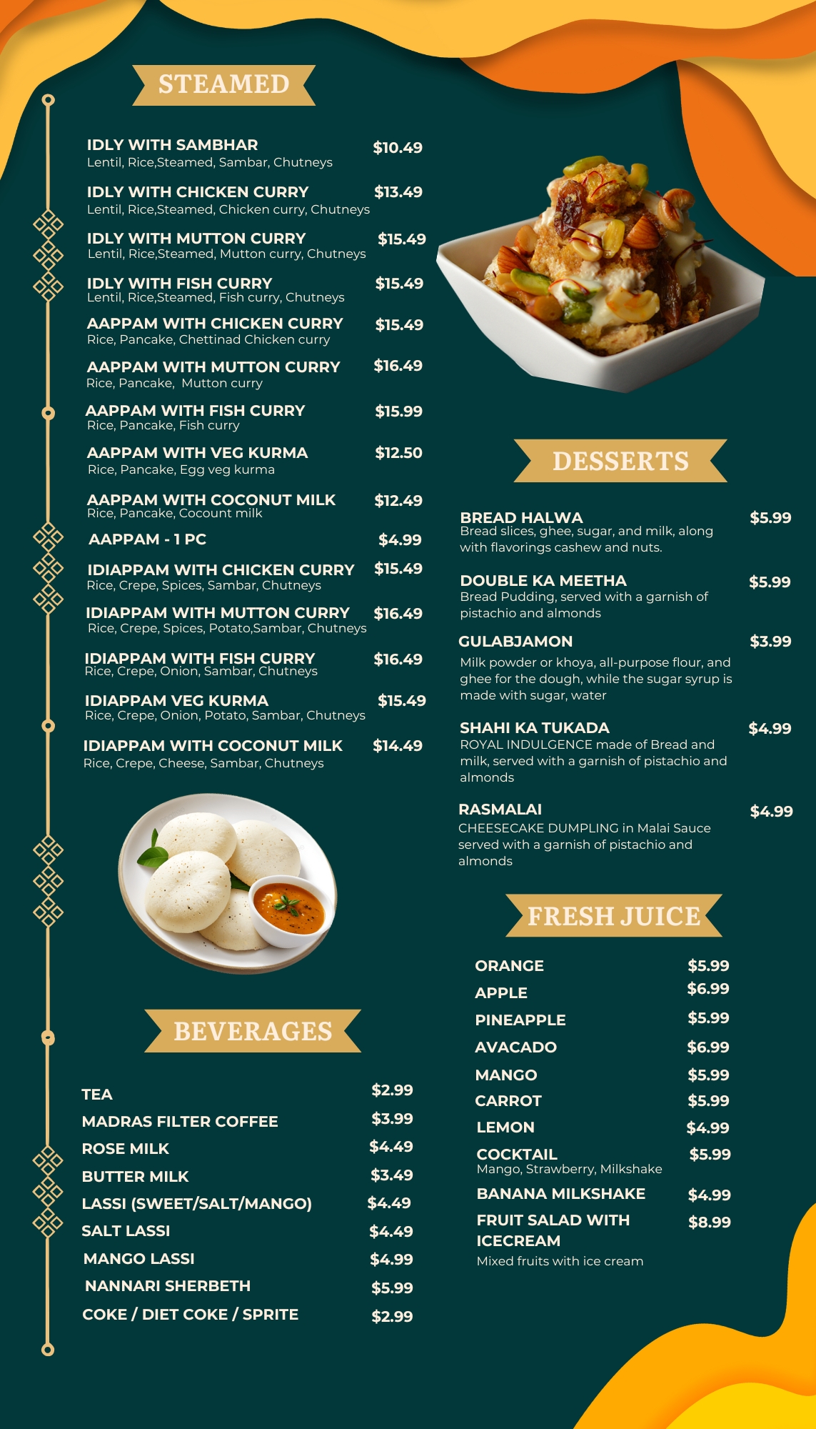 Noura food menu